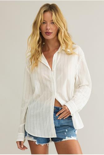 Seaport Striped Button Up WHITE