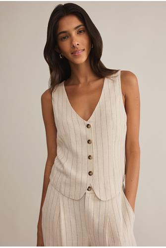 Belfort Pinstripe Vest FLAX
