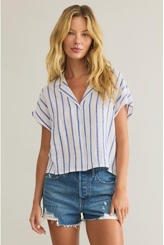 Parallel Striped Short Sleeve Buttondown PALACE BLUE