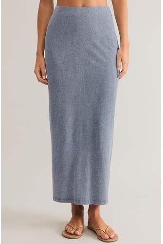 Gail Jersey Denim Midi Skirt MEDIUM INDIGO
