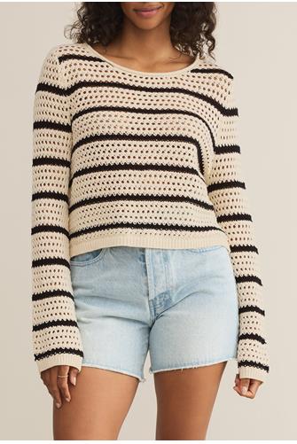 Kit Stripe Crochet Sweater SEA SALT