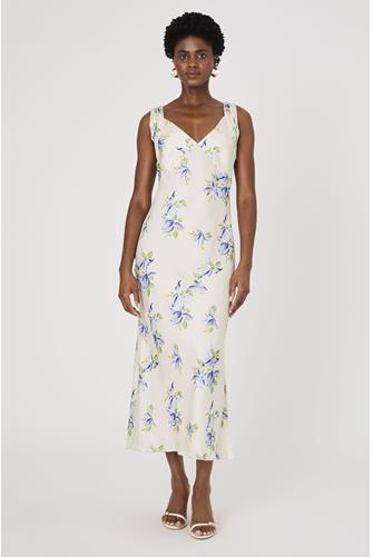 Ennis Vivian Satin Midaxi Dress PALE IRIS MULTI