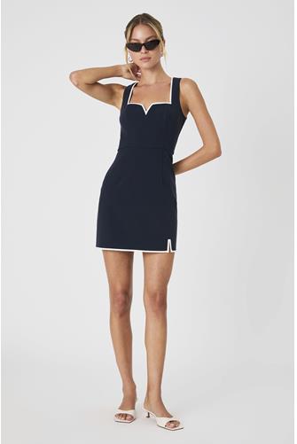 Azra Twill Contrast Mini Dress MARINE-SUMMER WHITE
