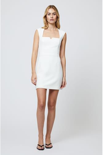 Whisper Notched Square Neck Dress SUMMER WHITE