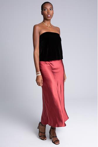 Sophie Bias Cut Midi Skirt MAROON