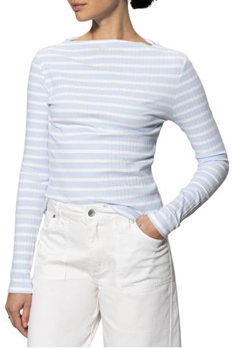 Long Sleeve Boatneck Tee SKY BLUE/WHITE STRIPE
