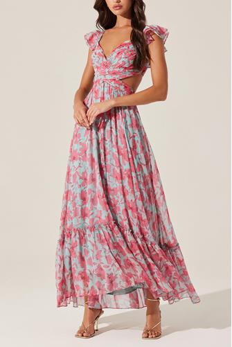 Primrose Dress PINK AQUA FLORAL