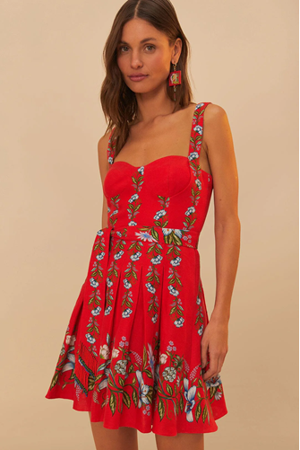 Sweet Bloom Bouquet Red Sleeveless Mini Dress SWEET BLOOM BOUQUET RED