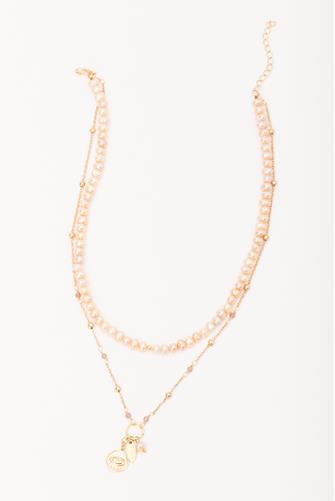 Peach Crystal Charm Necklace PEACH
