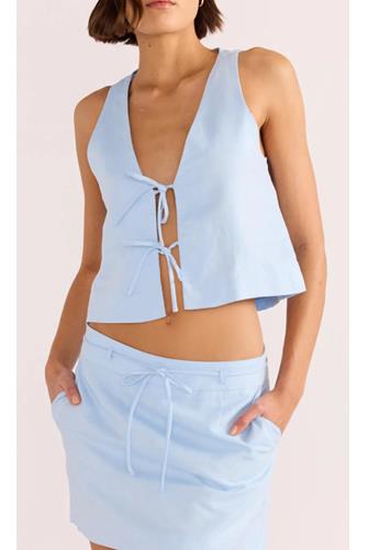 Pandora Tie Crop Top Sky Blue
