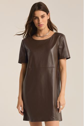 London Faux Leather Dress Dark Chocolate