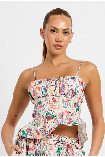 Nayeli Top Linen Red Multi