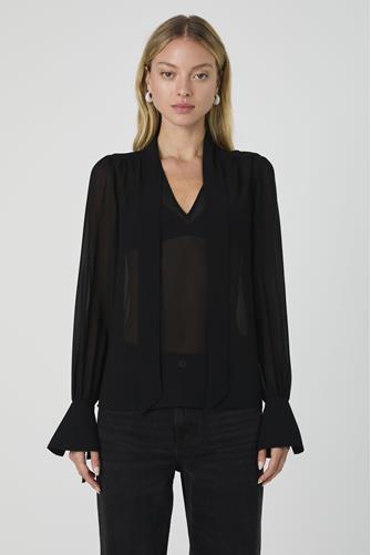 Eden Georgette Tie Neck Blouse Blouse BLACKOUT