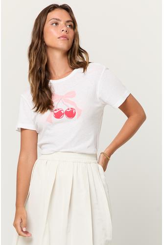 Double Cherries Baby Tee WHITE