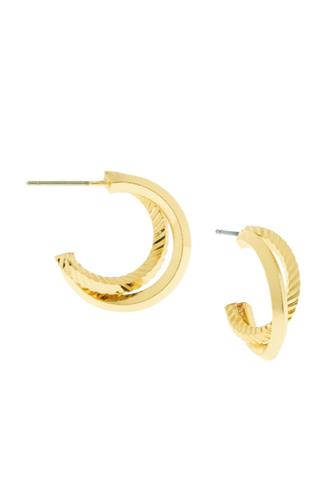 1/2 Inch Double Twisted Textured Post Hoop GOLD