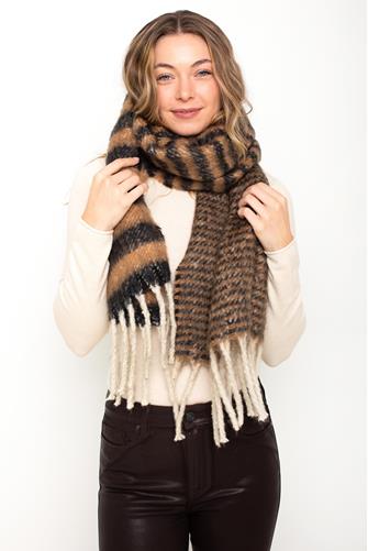 Brown And Black Stripe Scarf BROWN MULTI
