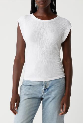 Leighton Power Shoulder Top WHITE
