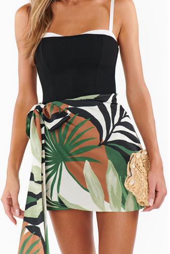 Iva Bow Skirt Caribbean Palms