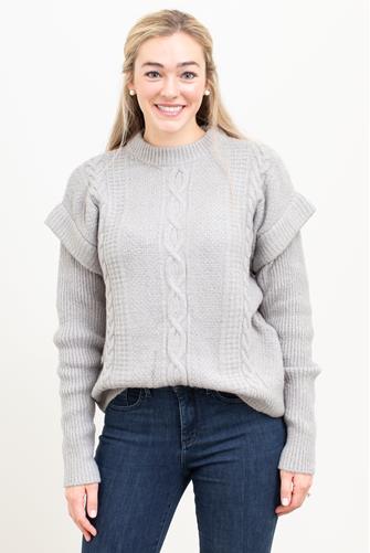 Drop Shoulder Textured Sweater GREY