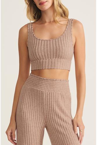 Zoe Rib Tank Bra ICED COFFEE