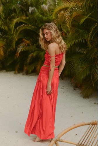 Jules Smocked Skirt RED CORAL