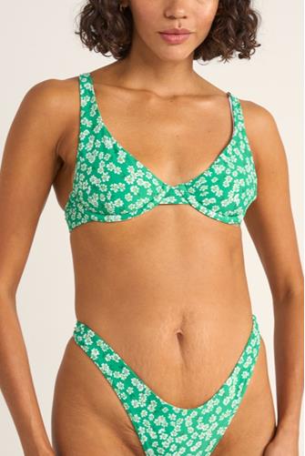 Evergreen Floral Underwire Top GREEN