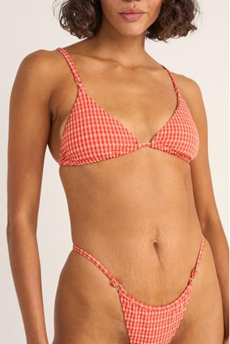 Lola Check Slide Tri Top RED