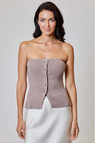 Farah Sweater Strapless Top TAUPE HAZE THZ
