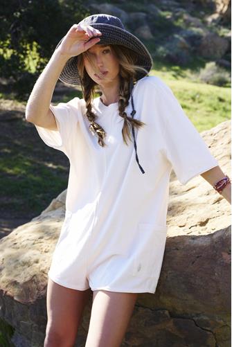Hot Shot Tee Romper BLEACHED CLAY