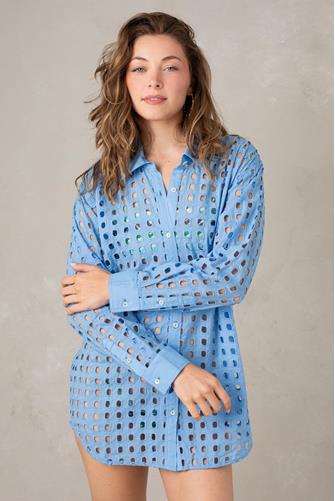 Bobi Button up Shirt Cover up BLUE