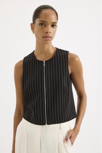 Maeve Pinstripe Vest BLACK PINSTRIPE