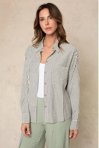 Molly Striped Button Down BLACK STRIPE