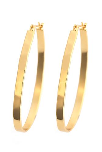 2 In Ear Hinged Oval Teardrop Ham- Gold GOLD
