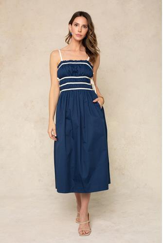 Madeline Side Tie Dress NAVY MULTI