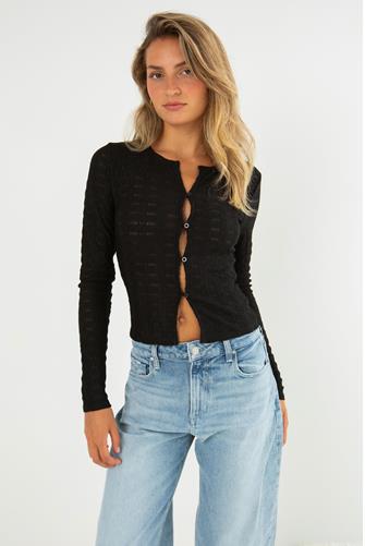 Kelly Button Front Long Sleeve BLACK