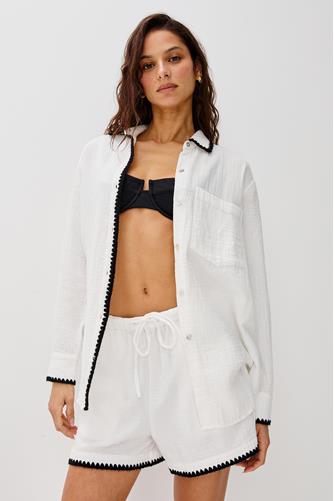 Idania Stitch Long Sleeve BLACK BLANKET STITCH