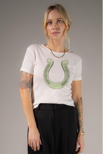 Lucky Gal - Baby Tee WHITE