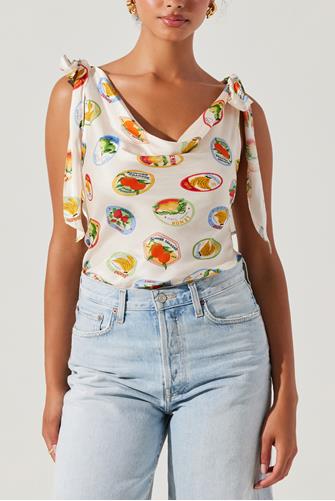 Allexina Tie Strap Top IVORY FRUIT COCKTAIL