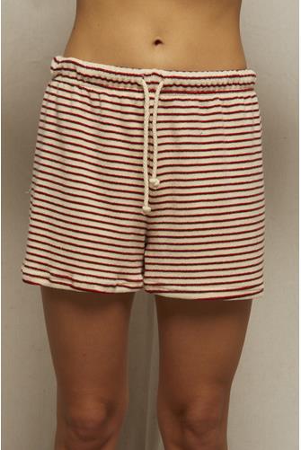 Loop Terry Stripe Short POPPY/CHOCOLATE