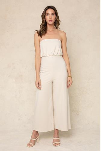 Bella Blouson Tube Jumpsuit BLANCHED ALMOND