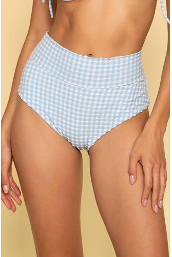 Peri Micro Gingham Hi-rise Bikini Bottom PERI MICRO GINGHAM