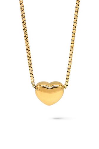 Gold Puffy Heart Necklace GOLD