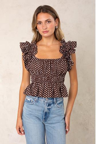 Avery Polka Top BROWN TO WHITE