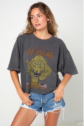 Def Leopard- Tour 1983 Cat Tee Pigment Black