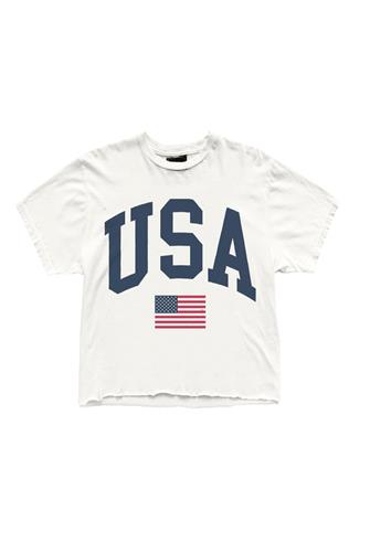 USA Cropped Tee Antique White