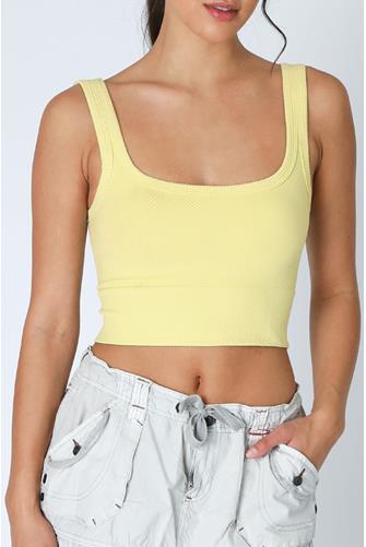 Chevron Rib Crop Top PALE LEMON