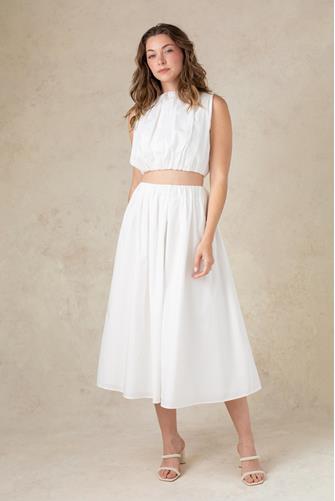 Poplin Midi Skirt WHITE
