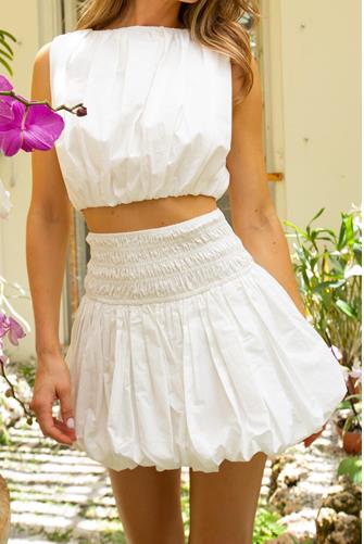 Poplin Mini Skirt WHITE