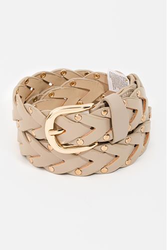 Woven Studded Belt BEIGE