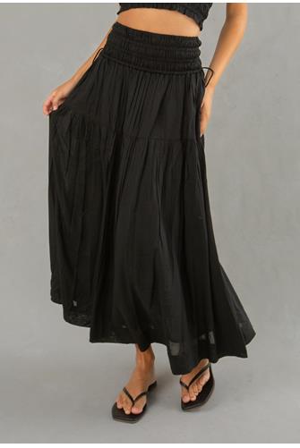 Jules Smocked Skirt BLACK
